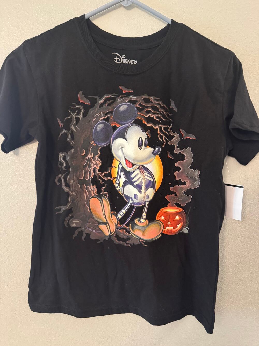Disney Mickey Mouse halloween skeleton black kids t-shirt medium/8 NWT